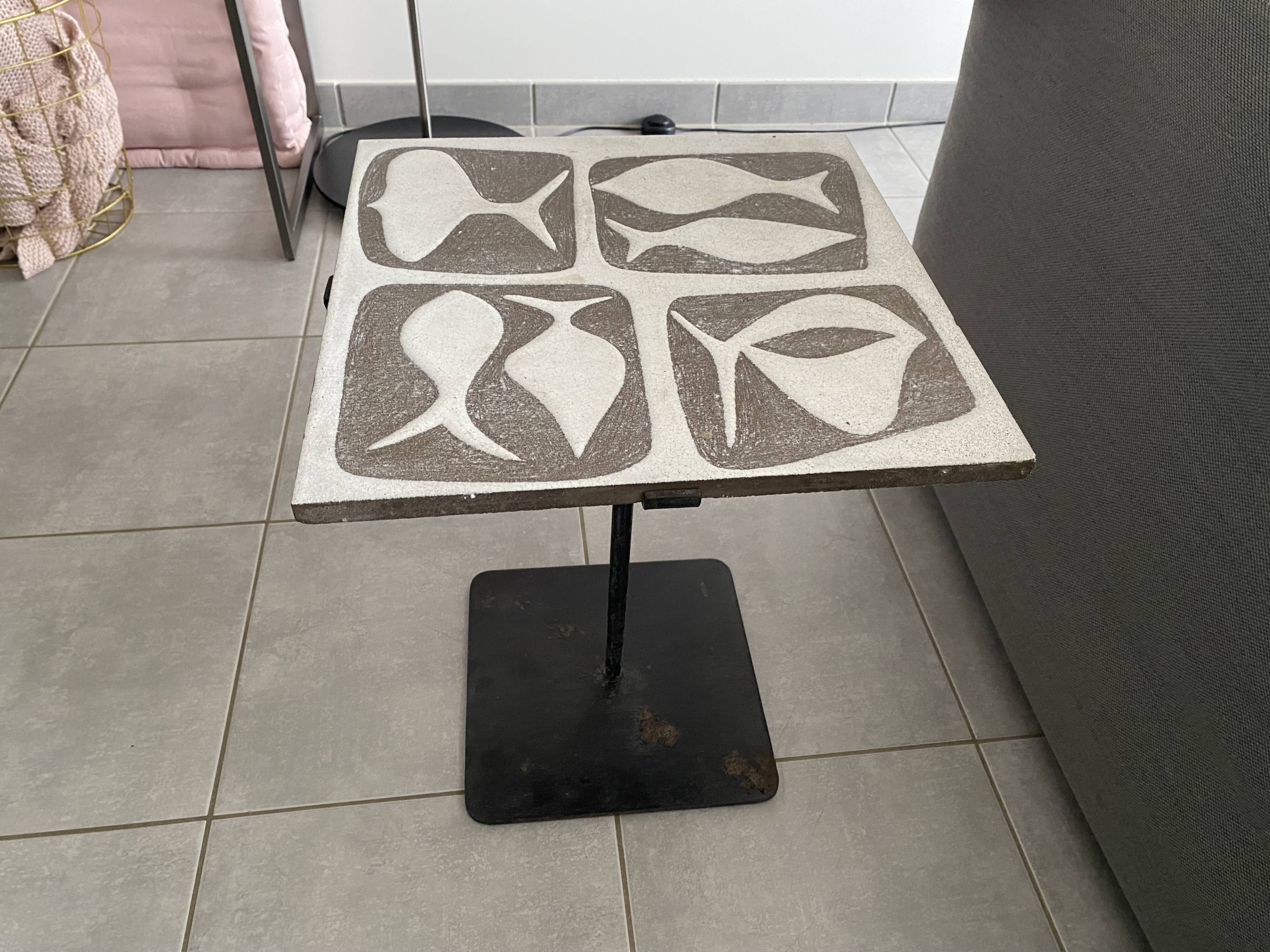 Small Sellette Vintage ceramic end table from the 50s and 60s