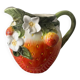 Strawberry shaped pitcher with vintage flowers ceramic pitcher in shape