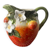 Strawberry shaped pitcher with vintage flowers ceramic pitcher in shape