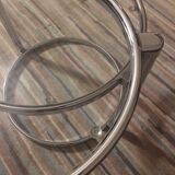 Round coffee table in glass and chrome 2 removable trays