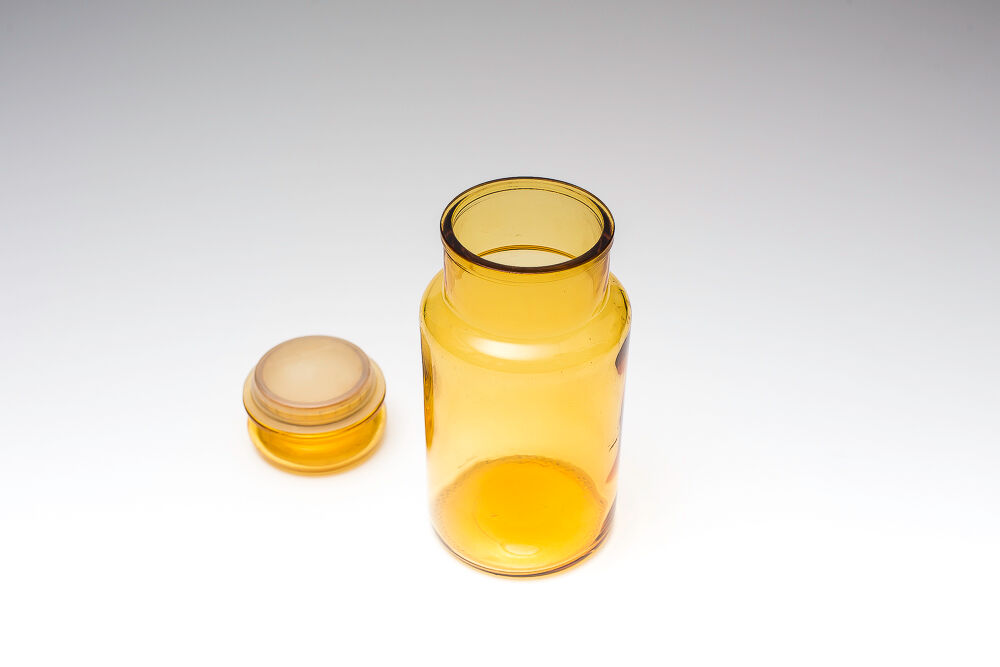 Amber vintage color glass jar