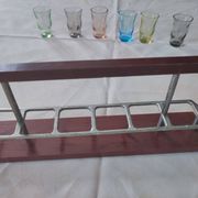 Serviteur de verres colorés à liqueur Art déco