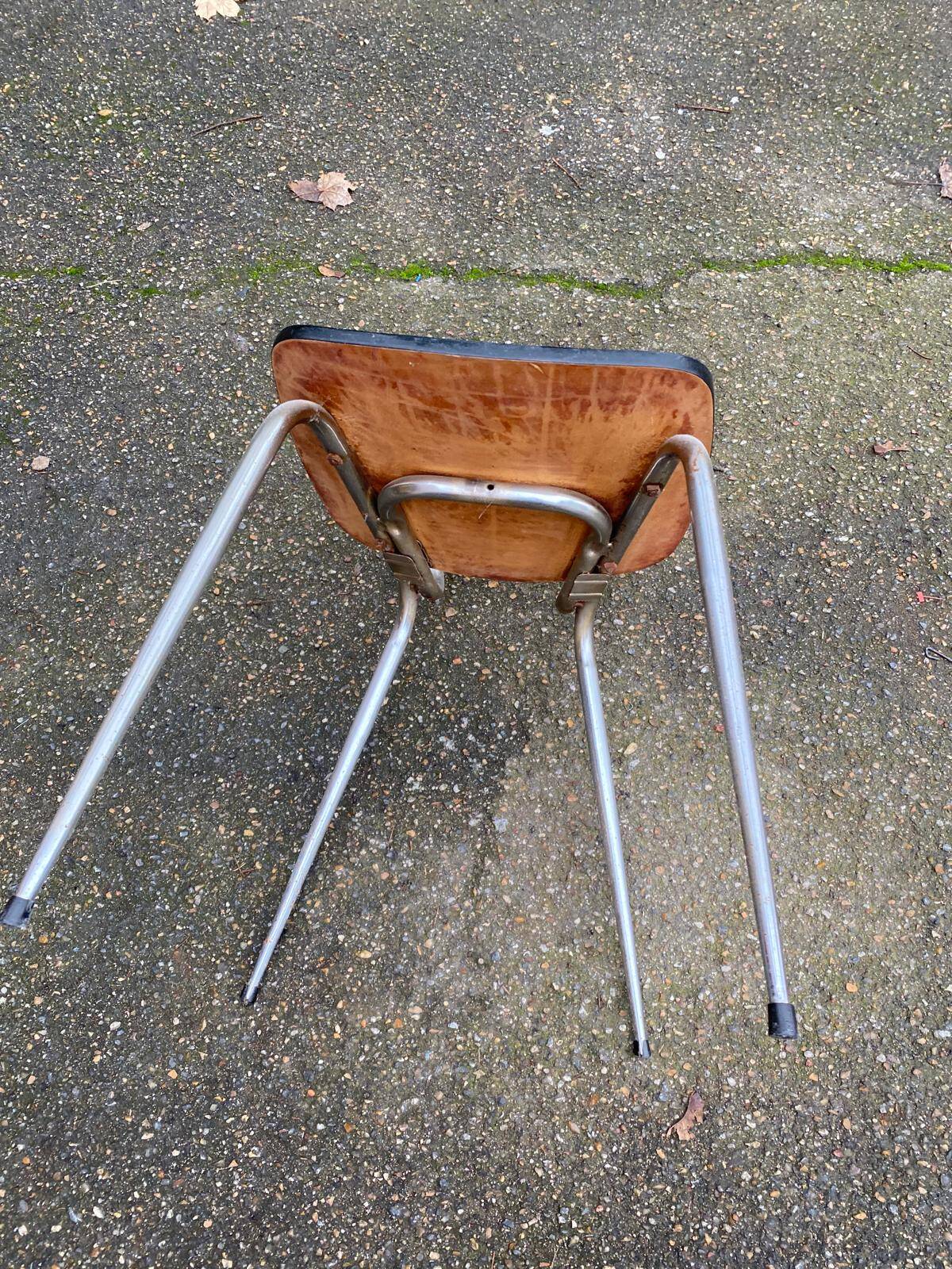 Beige formica and steel workshop chair