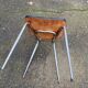 Chaise d'atelier en formica beige et acier