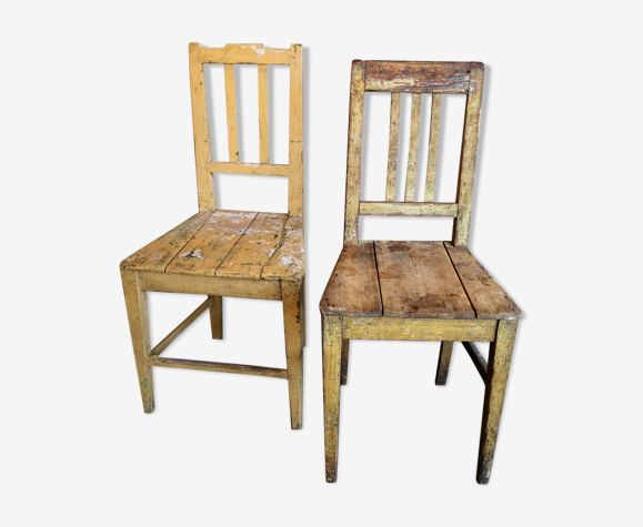 Ancienne chaise rustiques en bois, de ferme , années 60 | Selency
