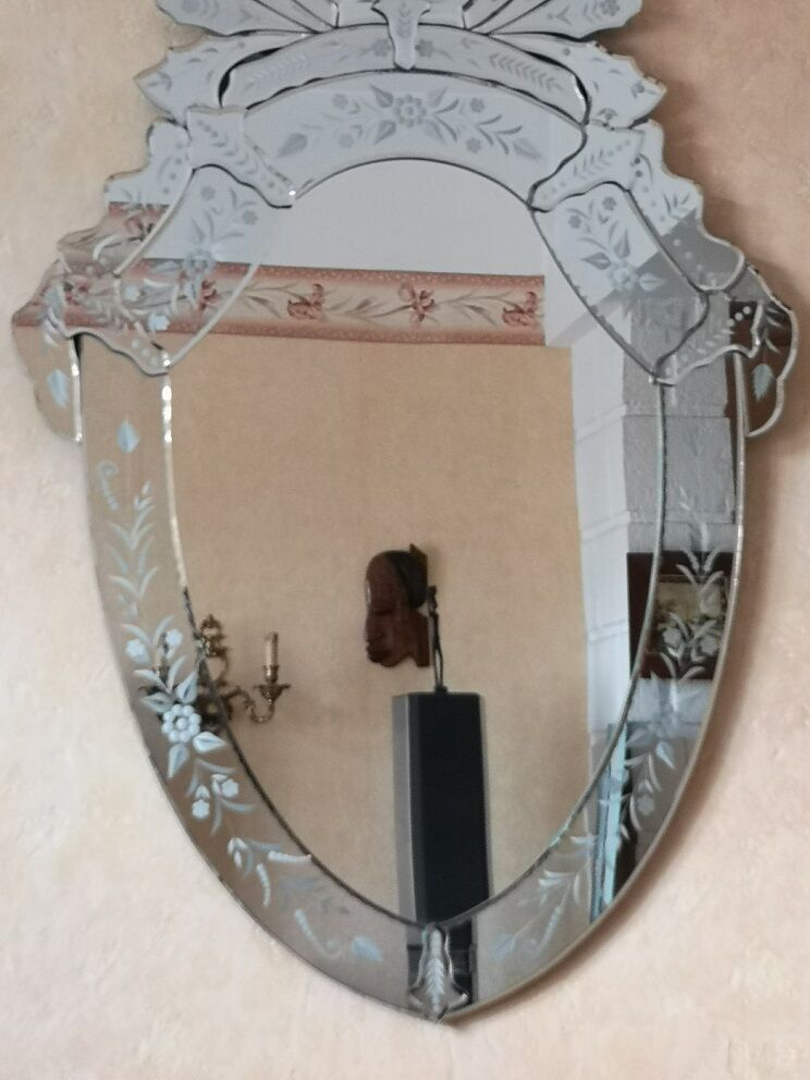 Venetian oval mirror 1970 vintage - 119x74cm