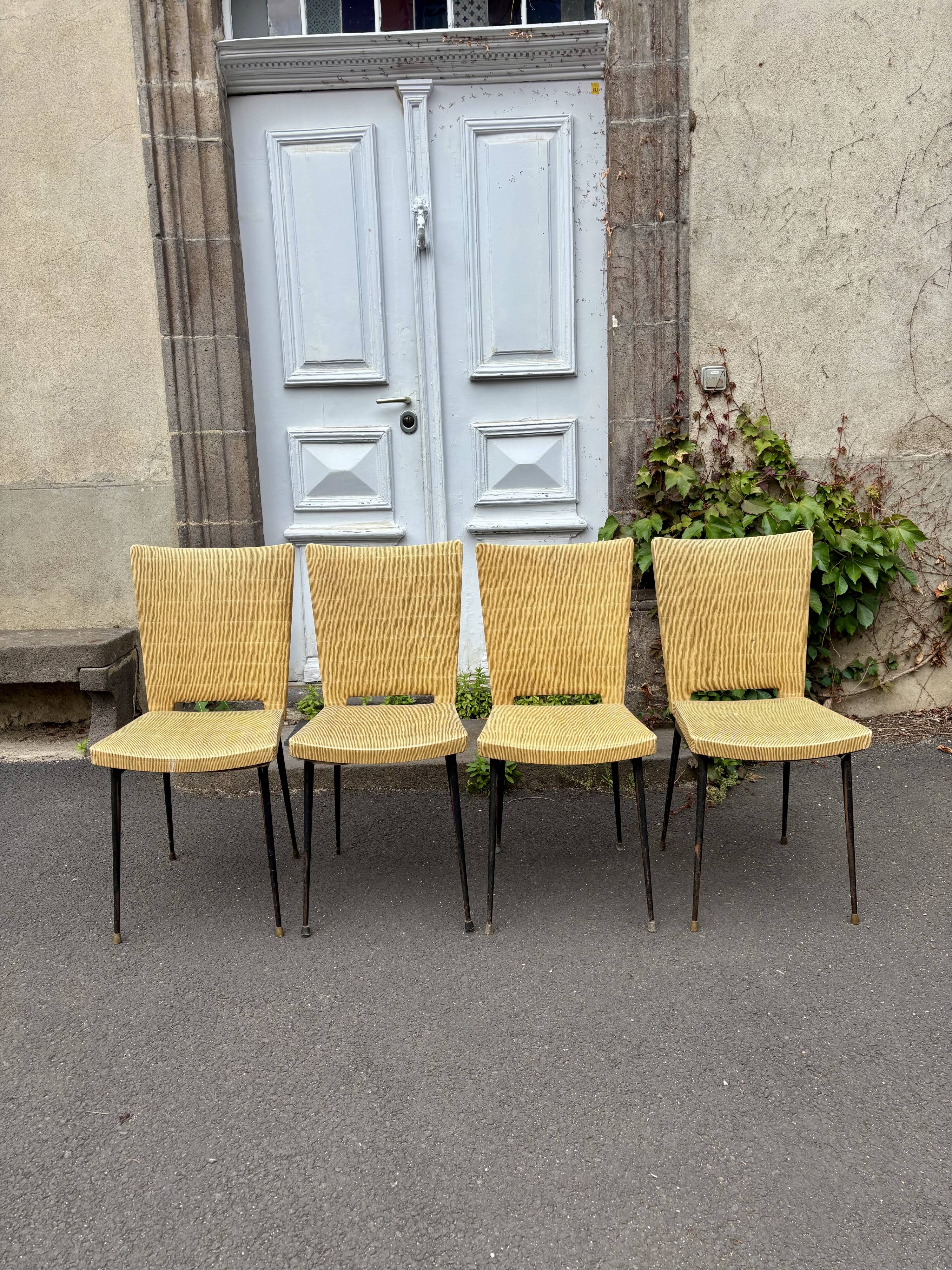 Set of 4 Colette Gueden vintage chairs from 1950.