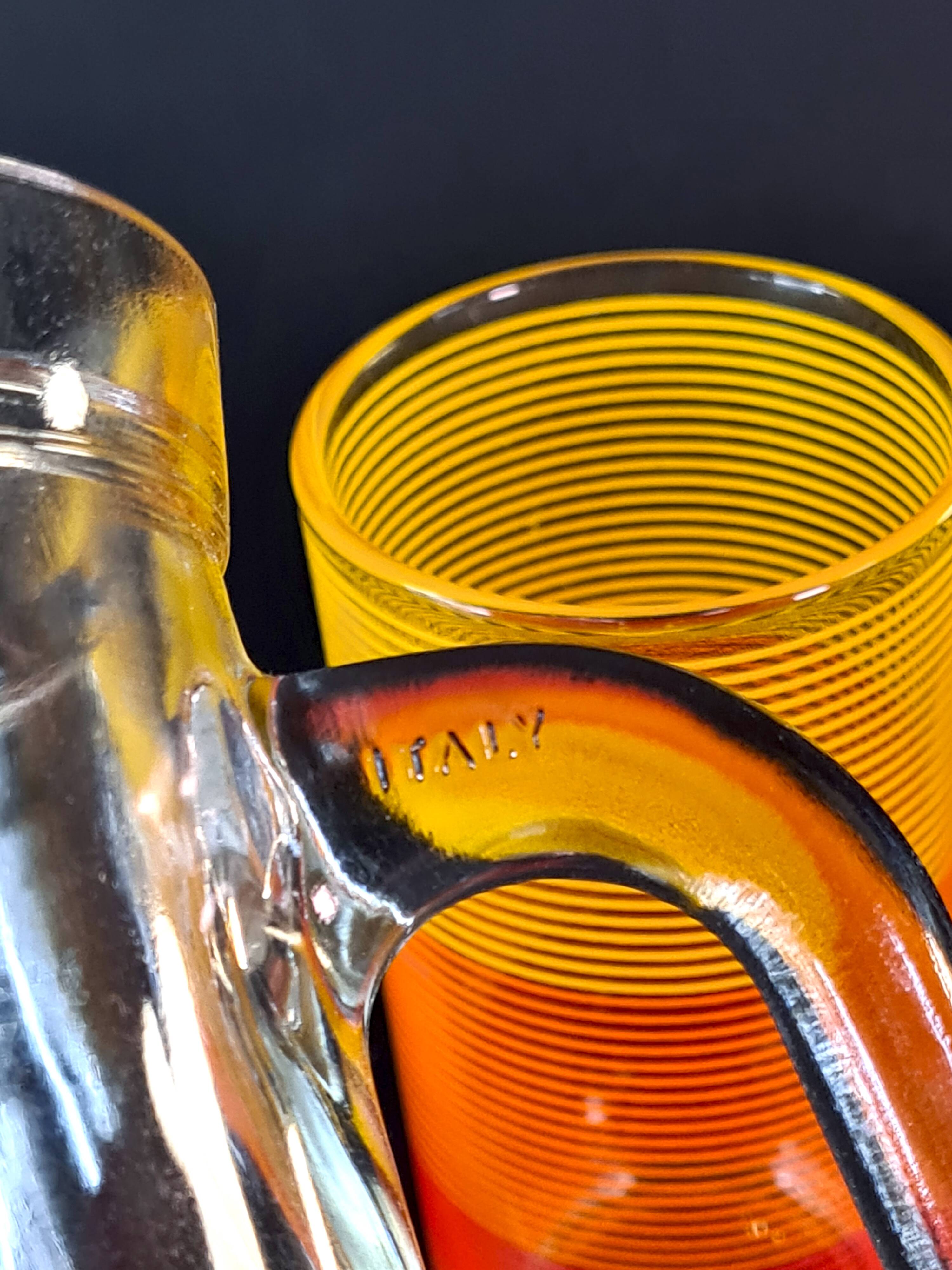 Service à orangeade vintage "Coucher de Soleil Pop"