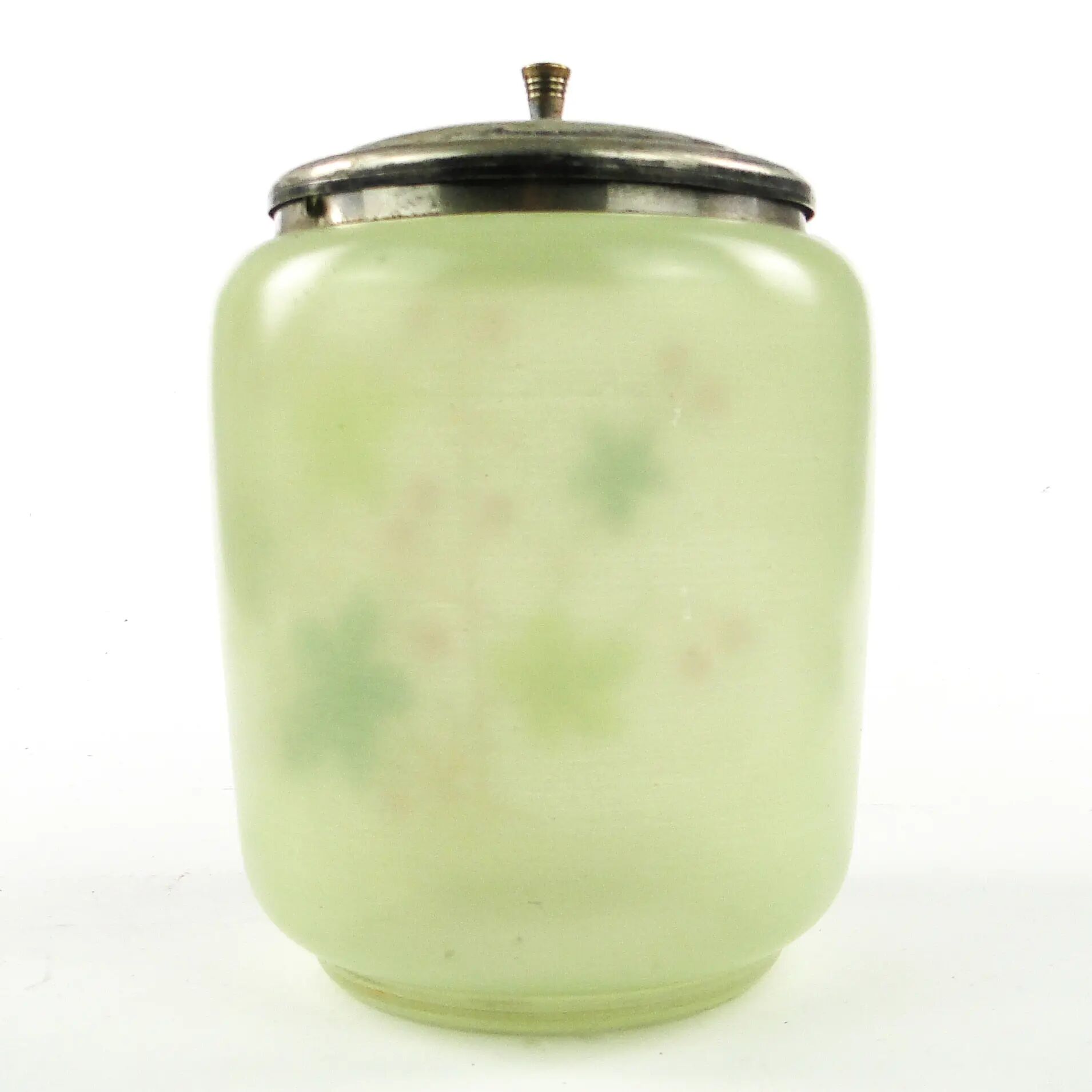 Art Nouveau tea container, frosted glass, silver-plated brass, Sweden, 1960s
