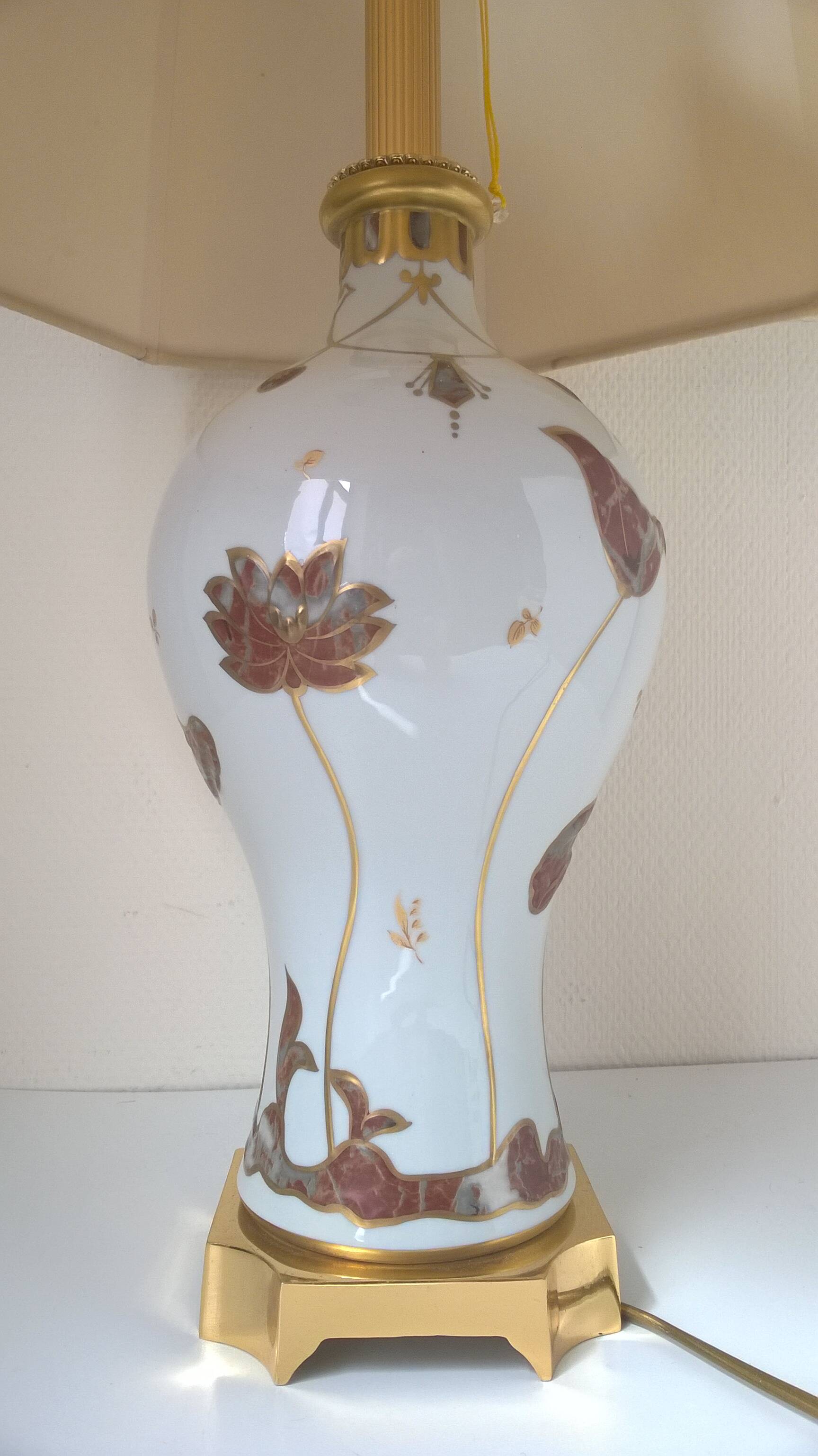 Porcelain and brass lamp by GIULIA MANGANI c.1980