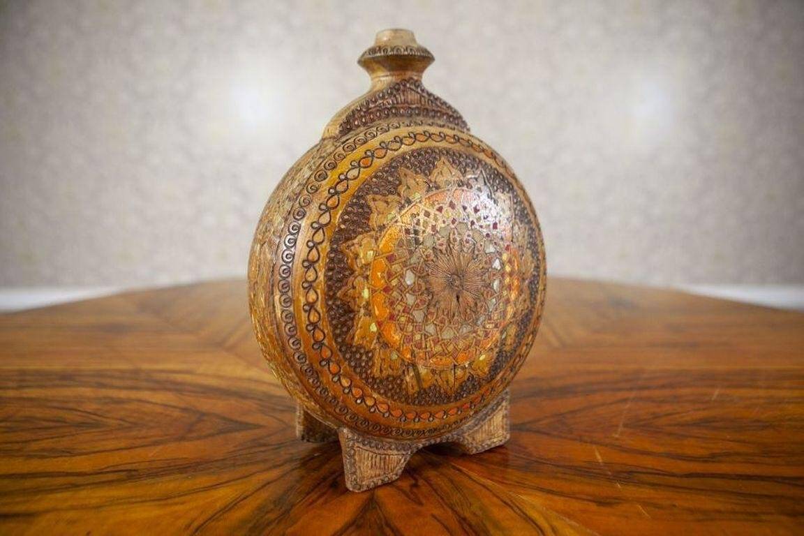 20th-Century Ornately Wooden Water Bottle, 1890s