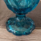 Turquoise molded glass foot glass