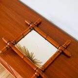 Bamboo effect wooden barber mirror 44 x 39 cm
