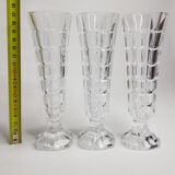 Set of three 17 cm vintage glass soliflore vases
