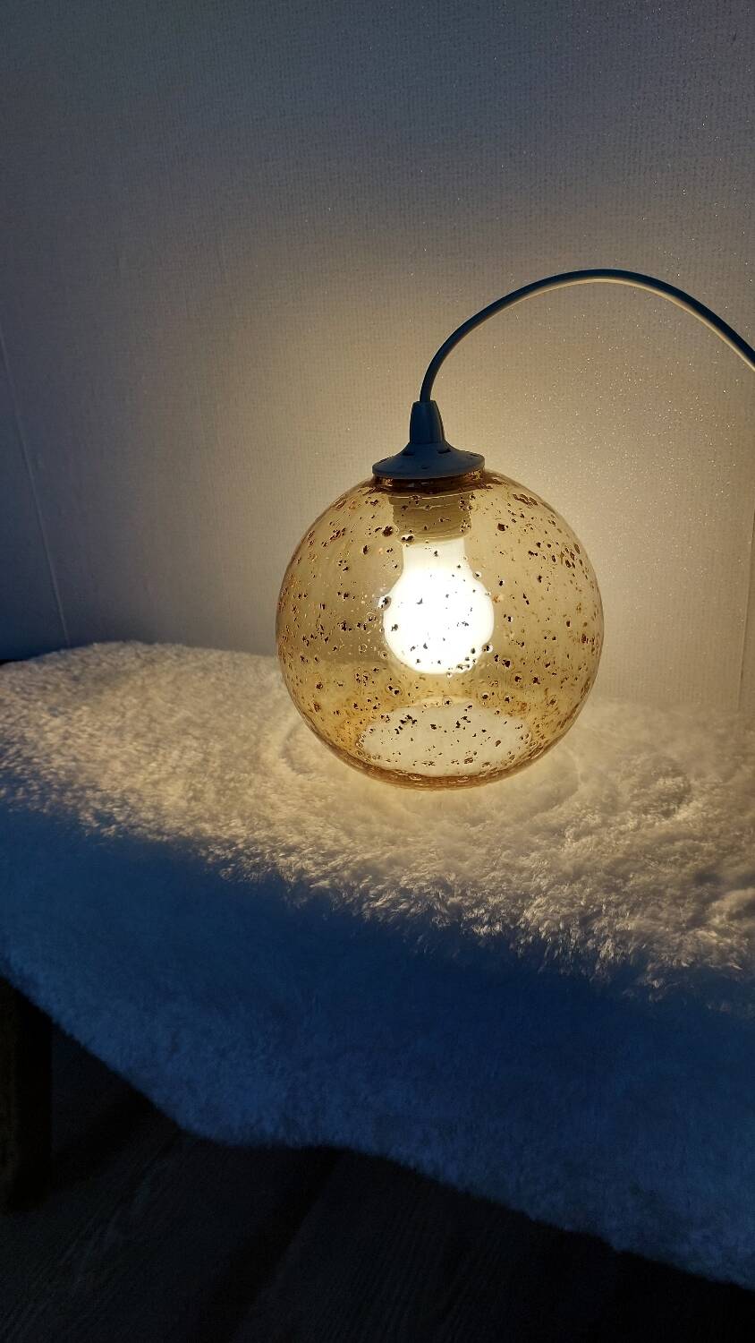 Duo amber glass globes 70s