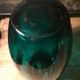 Vase verre soufflé ansé bleu canard