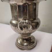 Antique champagne bucket in silver metal medicis shape