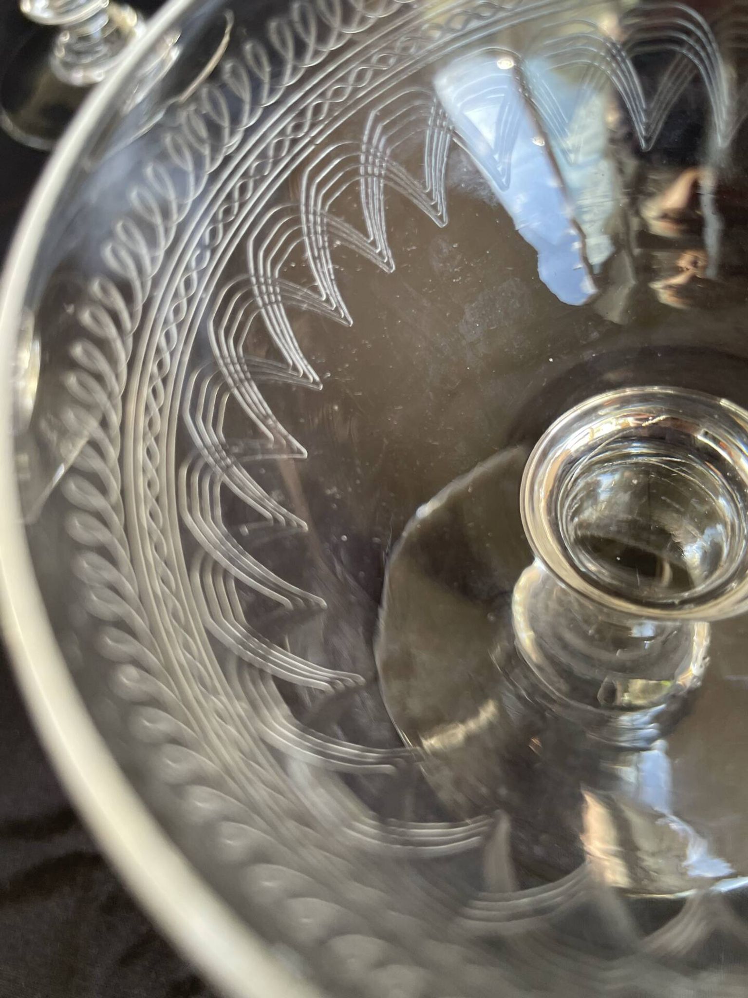 6 Art Deco crystal champagne coupes.