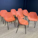 Ensemble de 8 chaises Guariche orange