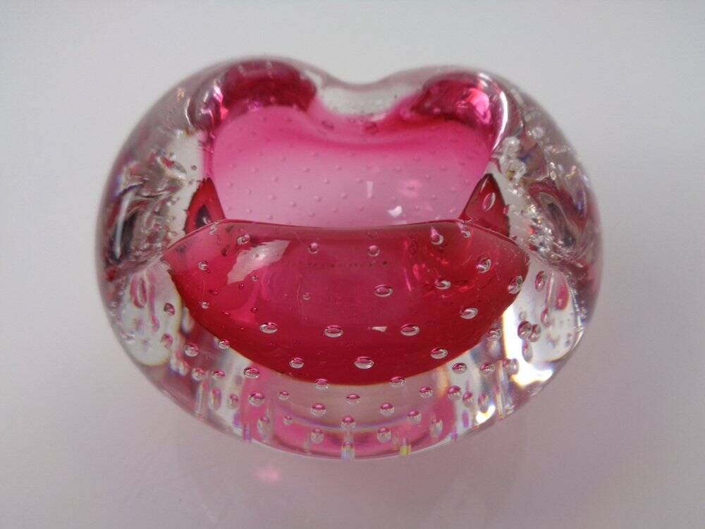 Pink Sommerso Murano Glass Ashtray, Italy, 1960s