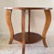 Vintage round oak coffee table with 2 shelves