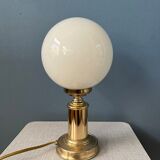 Set of 2 Vintage Golden Opal Glass Desk Lamp
