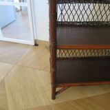 Bookcase - Bibus - 3 levels - woven rattan - bamboo - Vintage - 70s