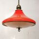 Vintage glass and brass pendant lamp / Italy, 60s