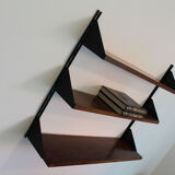 Shelves in rosewood and black lacquered metal from the 50s