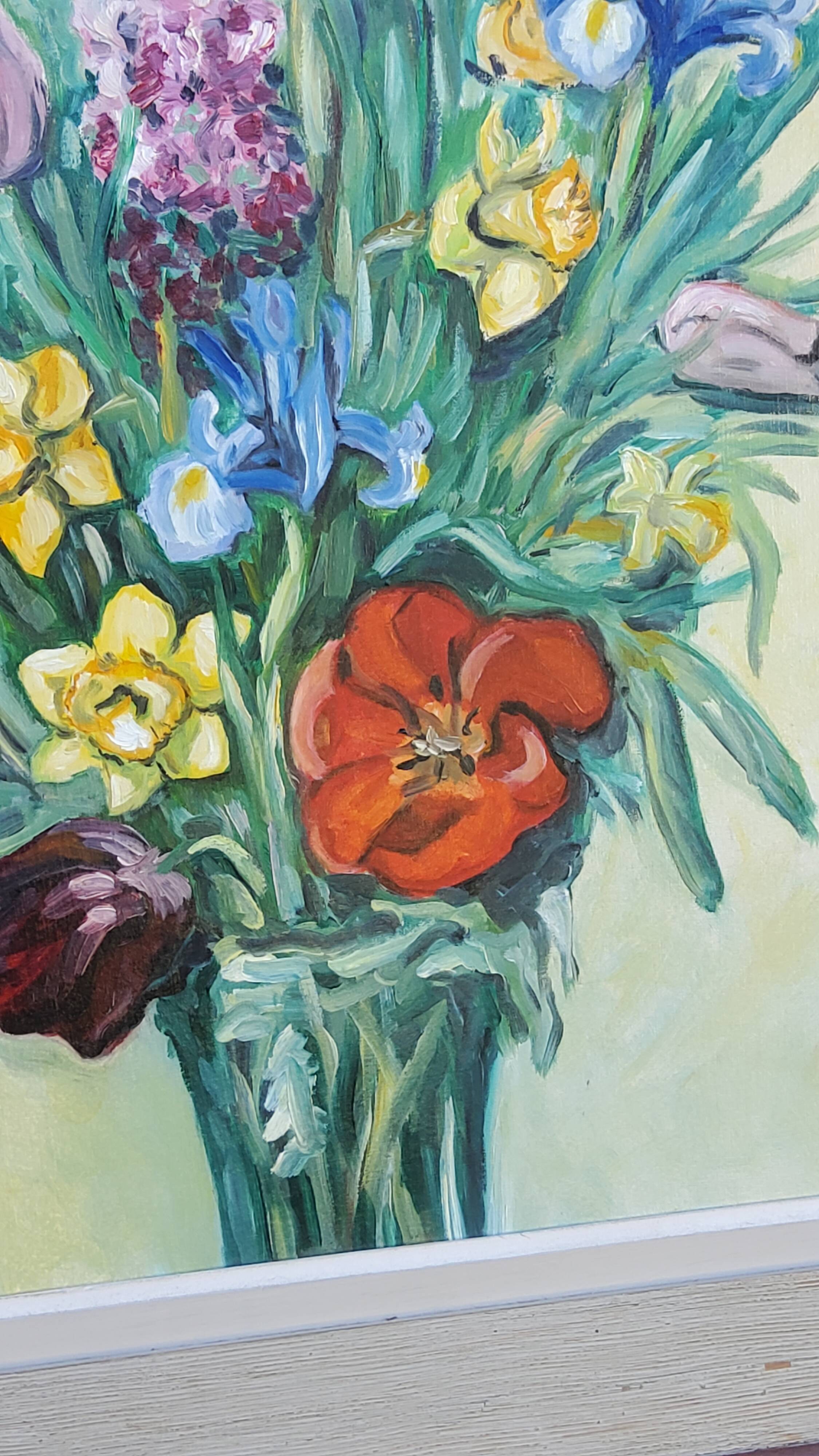 Tableau Huile Sur Toile J.B Maurice VECKER (1899-1988) - Bouquet Au Vase De Cuivre - 46x38 Cm