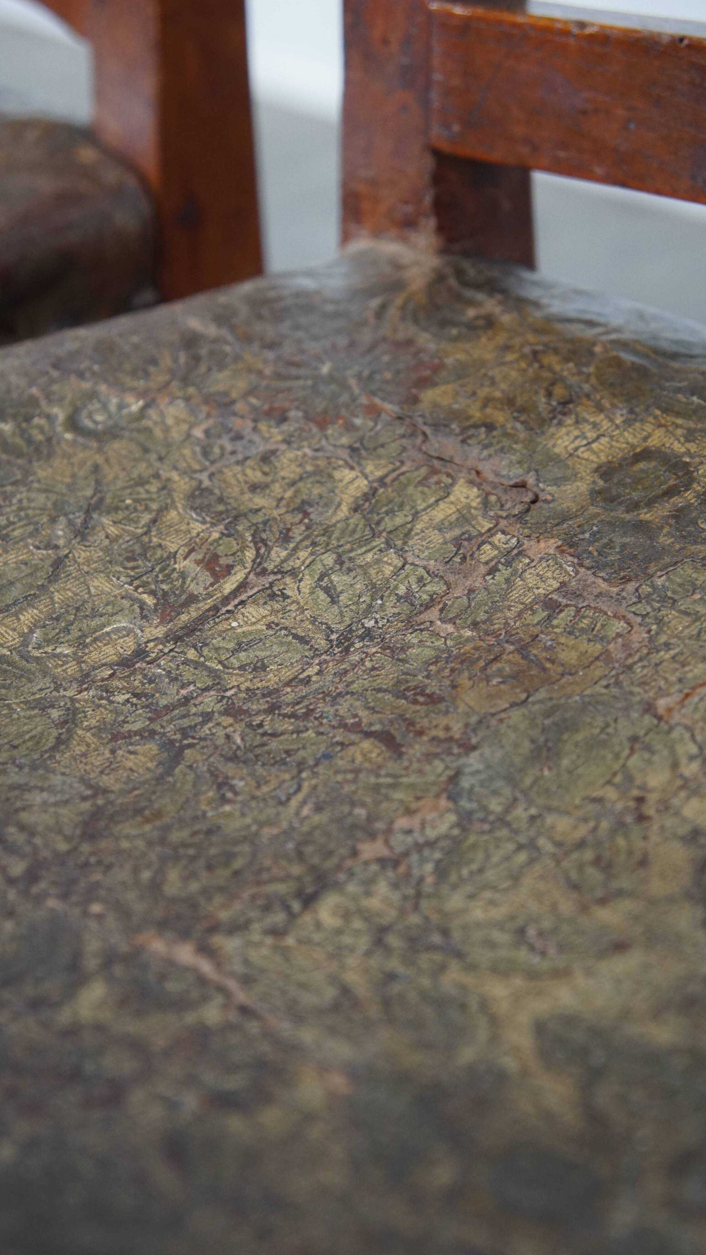 Ensemble de 6 chaises de salle à manger en cuir antiques d'origine néerlandaise