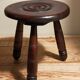 Tripod stool solid wood turned vintage