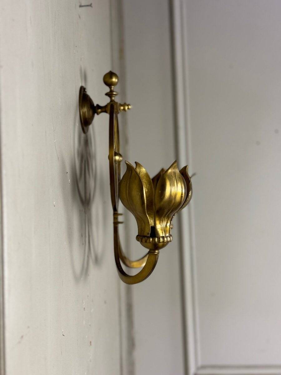 Pair of gilt bronze wall sconces circa 1900