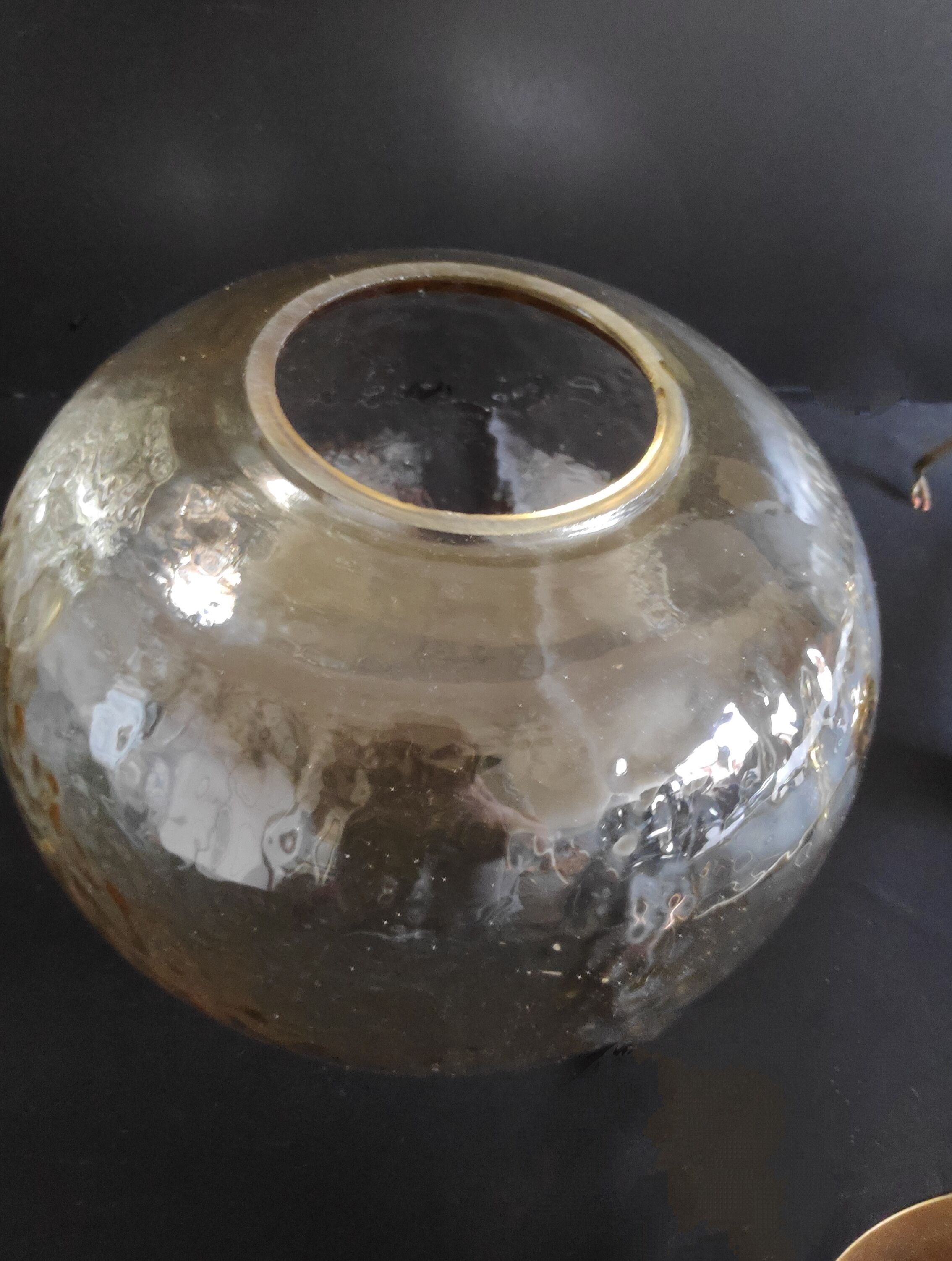 Vintage suspension globe in amber glass