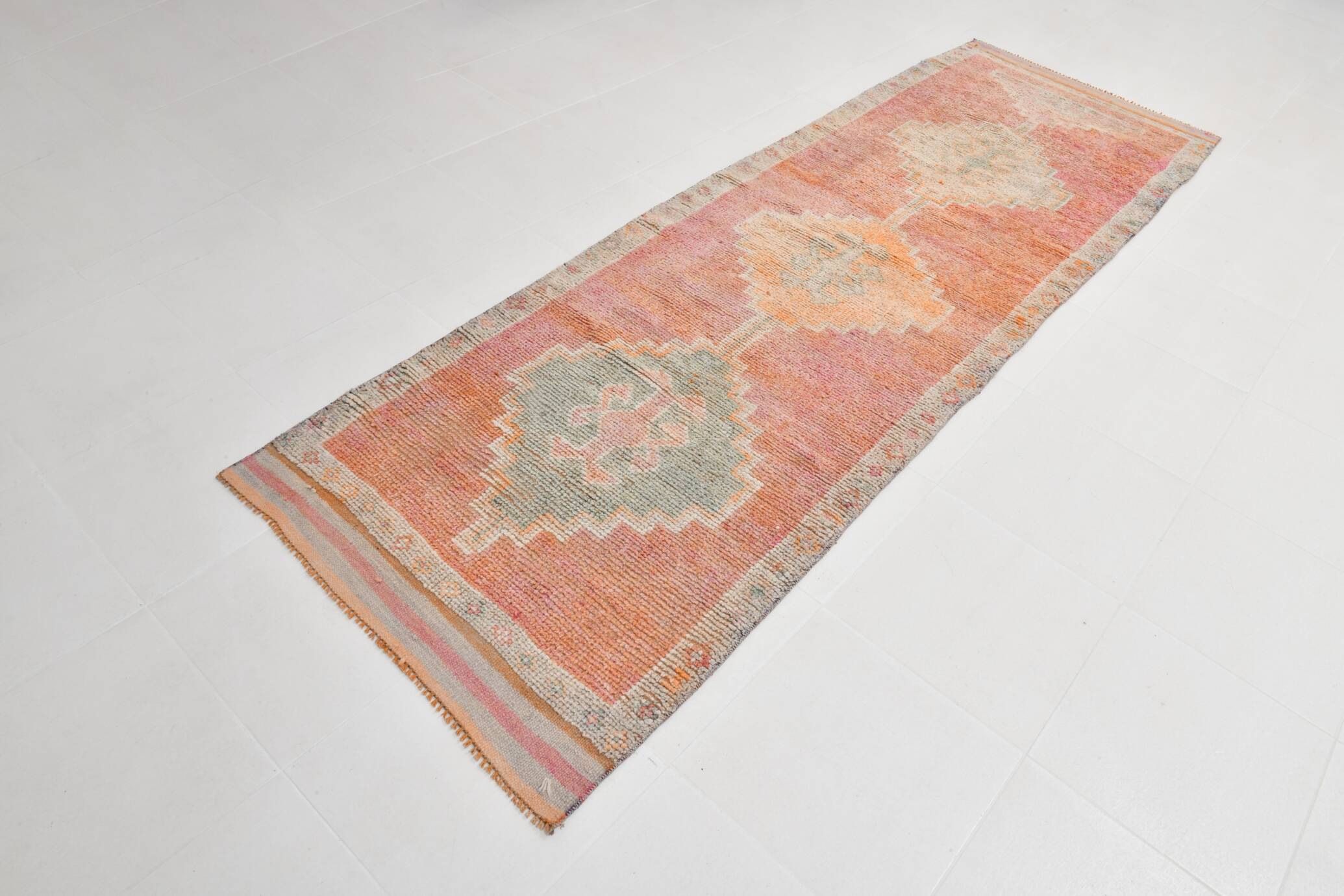 3x10 Peach Red Orange Turkish Runner Rug, 101x311Cm SK 22019