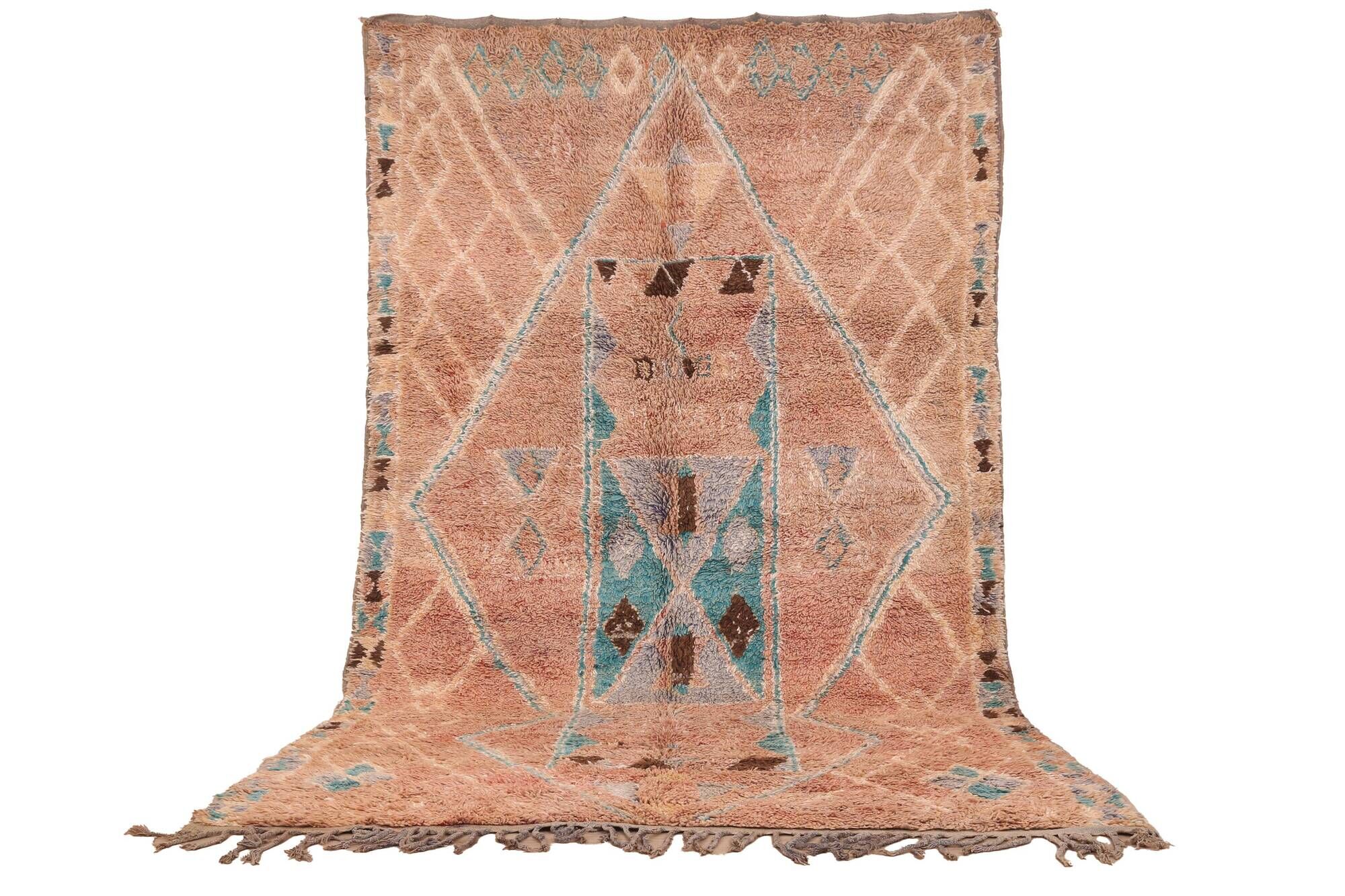 Terracotta Vintage Moroccan Rug 192 x 322 cm, Berber Handmade Wool Rug Boho