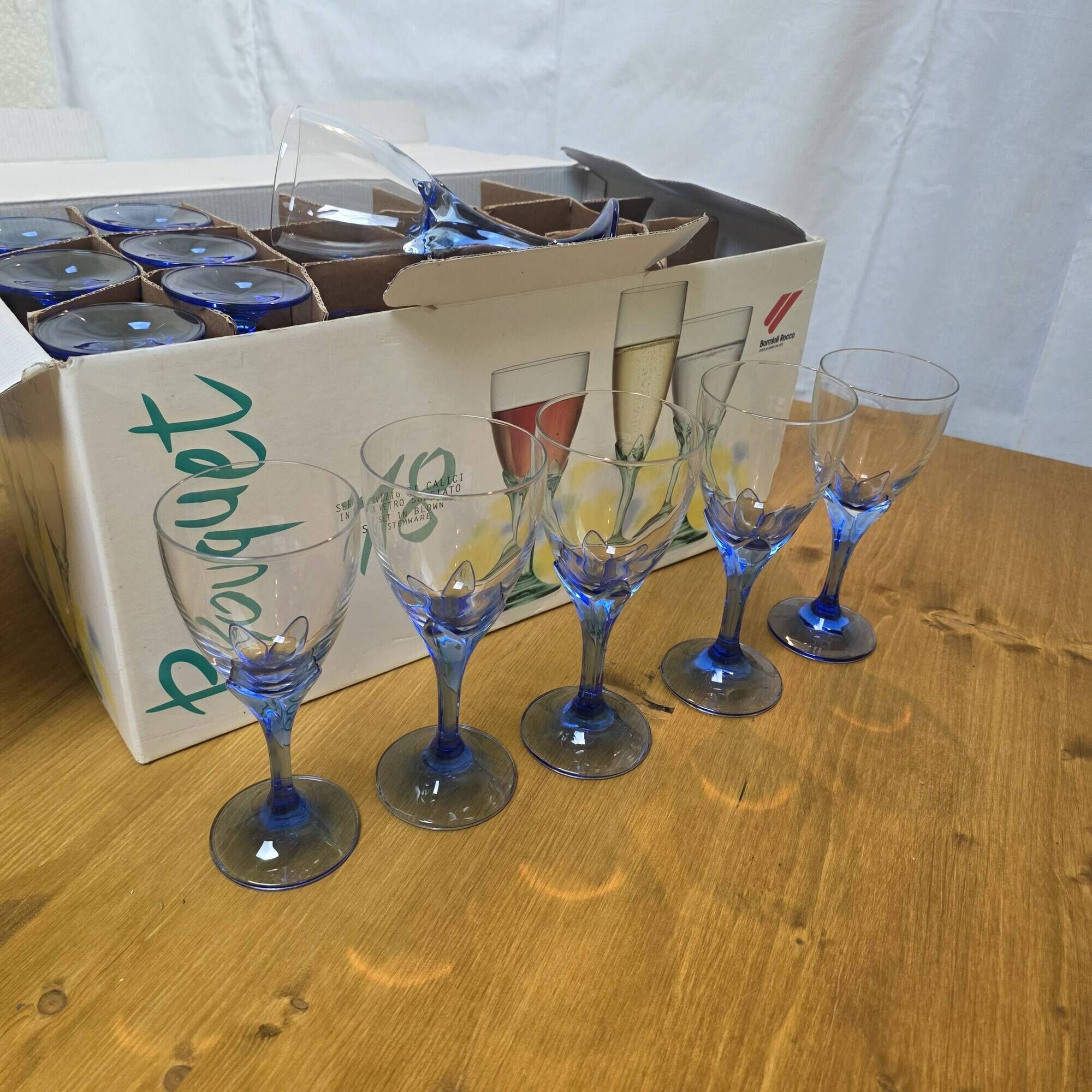 Service of 30 blue footed glasses.