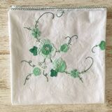 Antique square tablecloth with embroidered appliqué - 107x107 cm - Cotton
