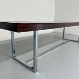 Antique and XXL Italian design coffee table from the 70s, rosewood veneer
