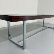 Antique and XXL Italian design coffee table from the 70s, rosewood veneer
