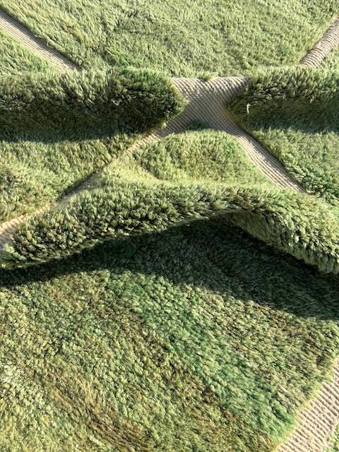 Boujaad Green rug handwoven in natural wool size 250cm×150cm