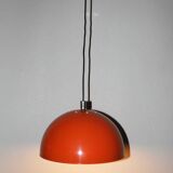 Vintage orange lacquered metal chandelier, 1970