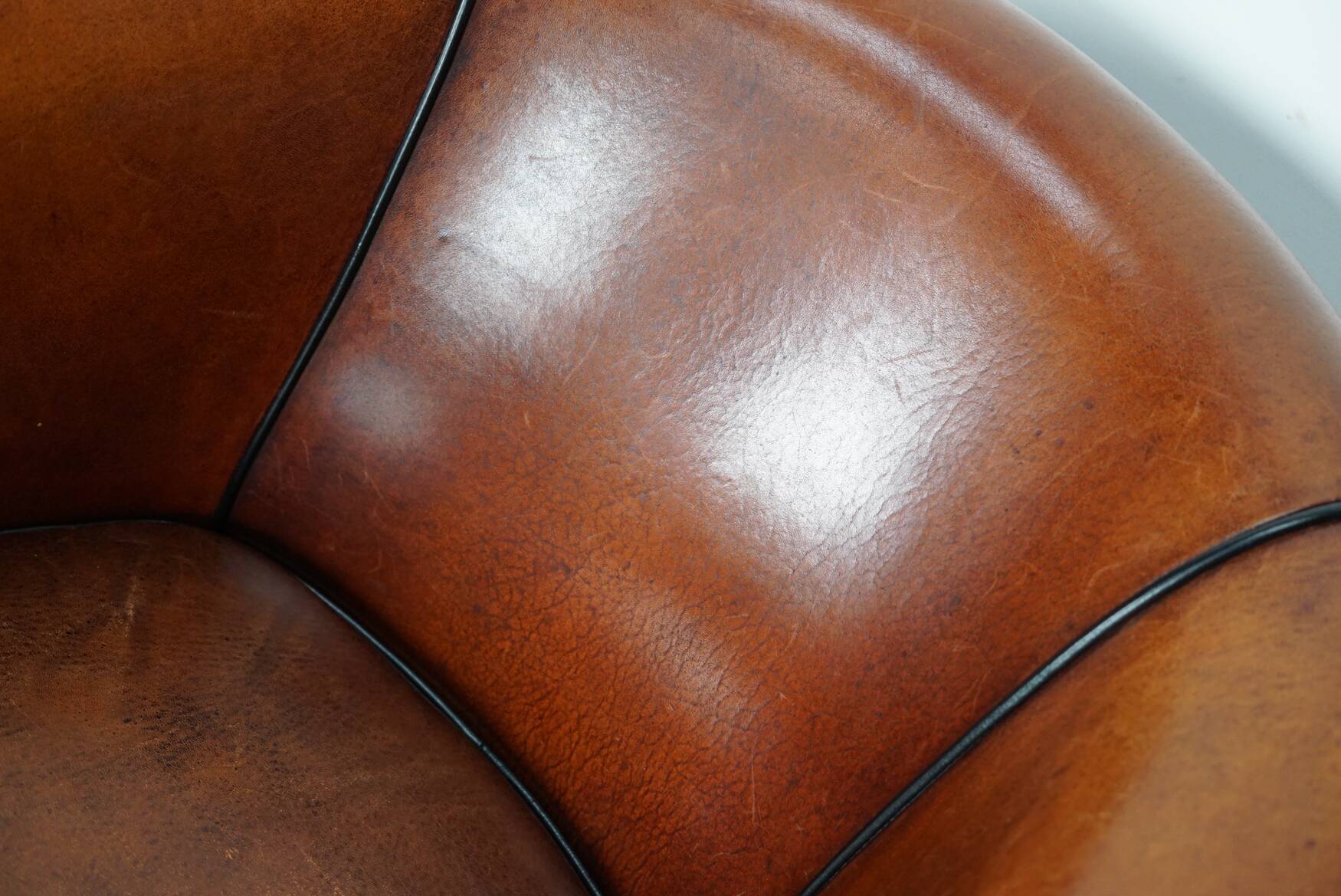 Vintage Dutch Cognac Colored Leather Club Chair, Set of 2