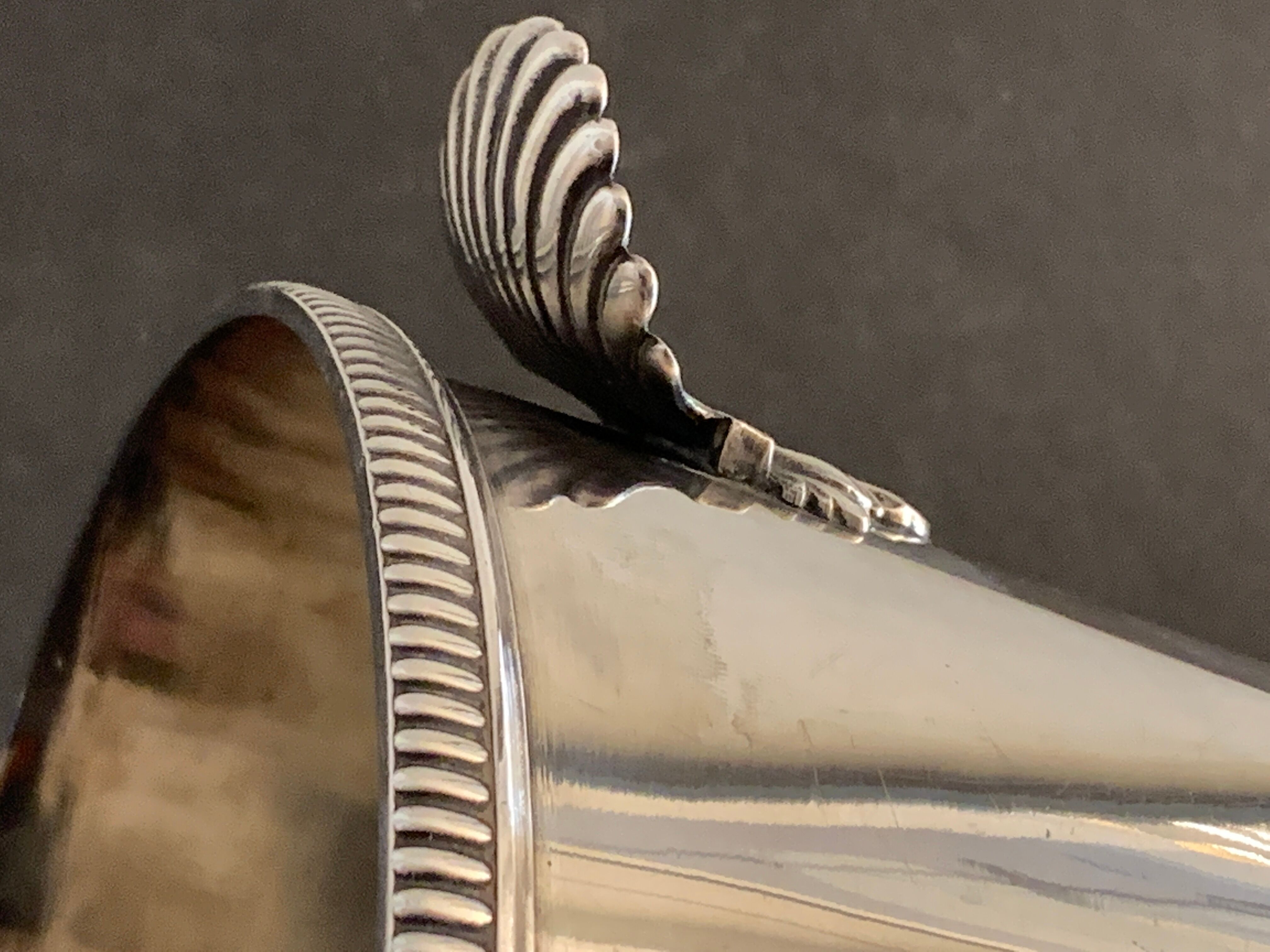 Pearl silver metal champagne bucket, shells or shells