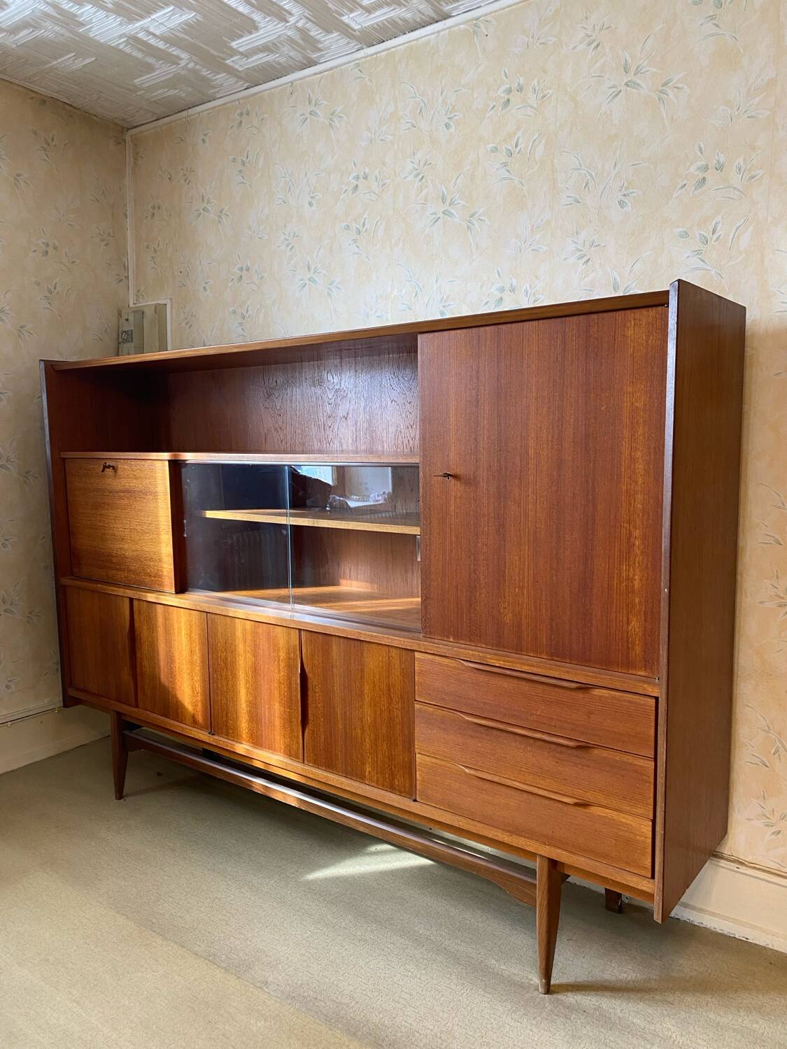 Vintage Scandinavian teak sideboard / buffet 1960