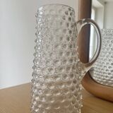 Vintage beaded and mouth-blown carafe or vase in rostrato glass, Italy 1930