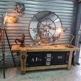 Old oak carpenter's workbench industrial furniture