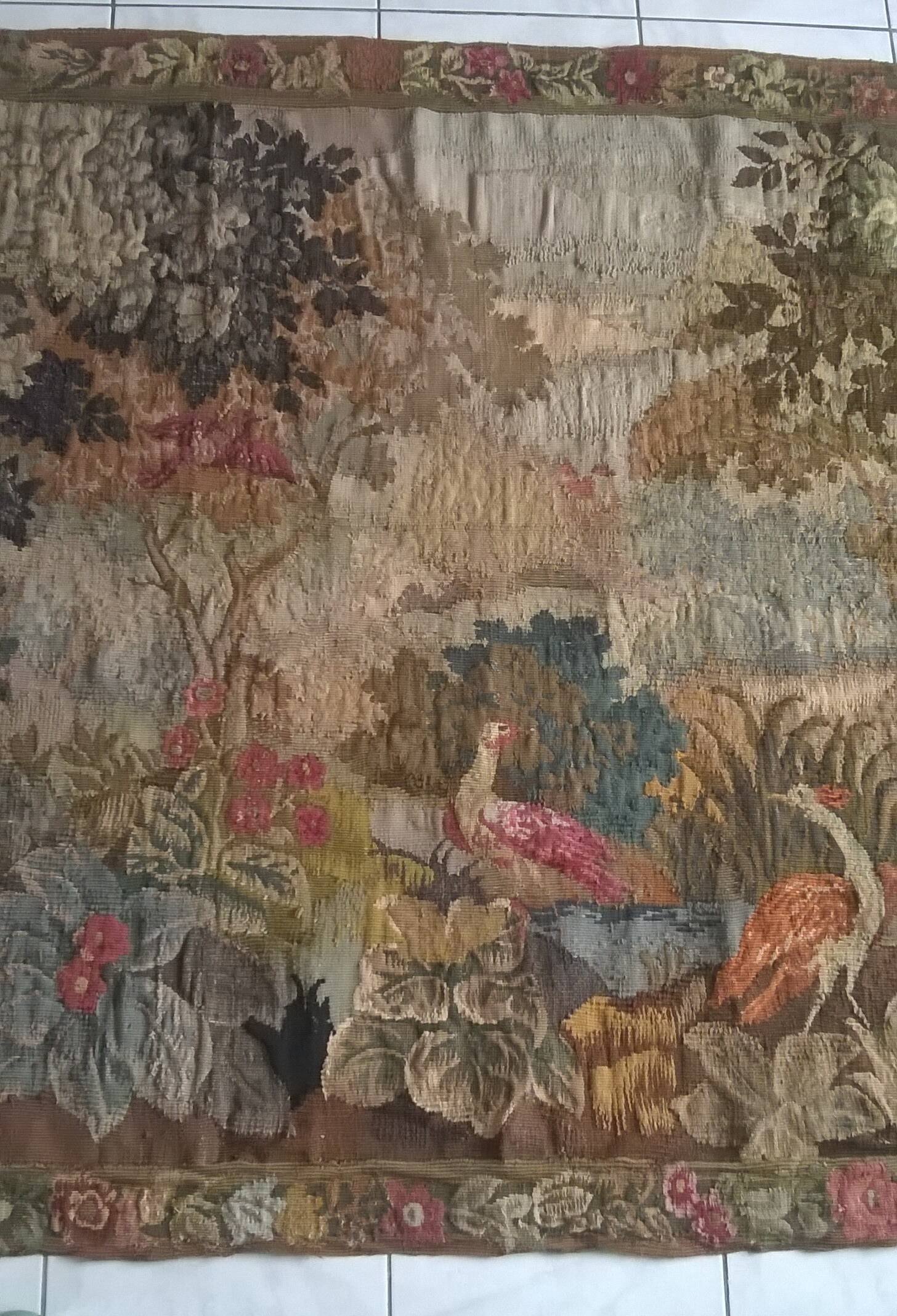 Tapisserie de laine "Verdure Flamande" de la manufacture Robert Four