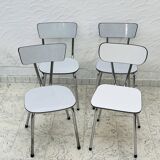 Set of 4 vintage grey chrome Formica kitchen chairs.
