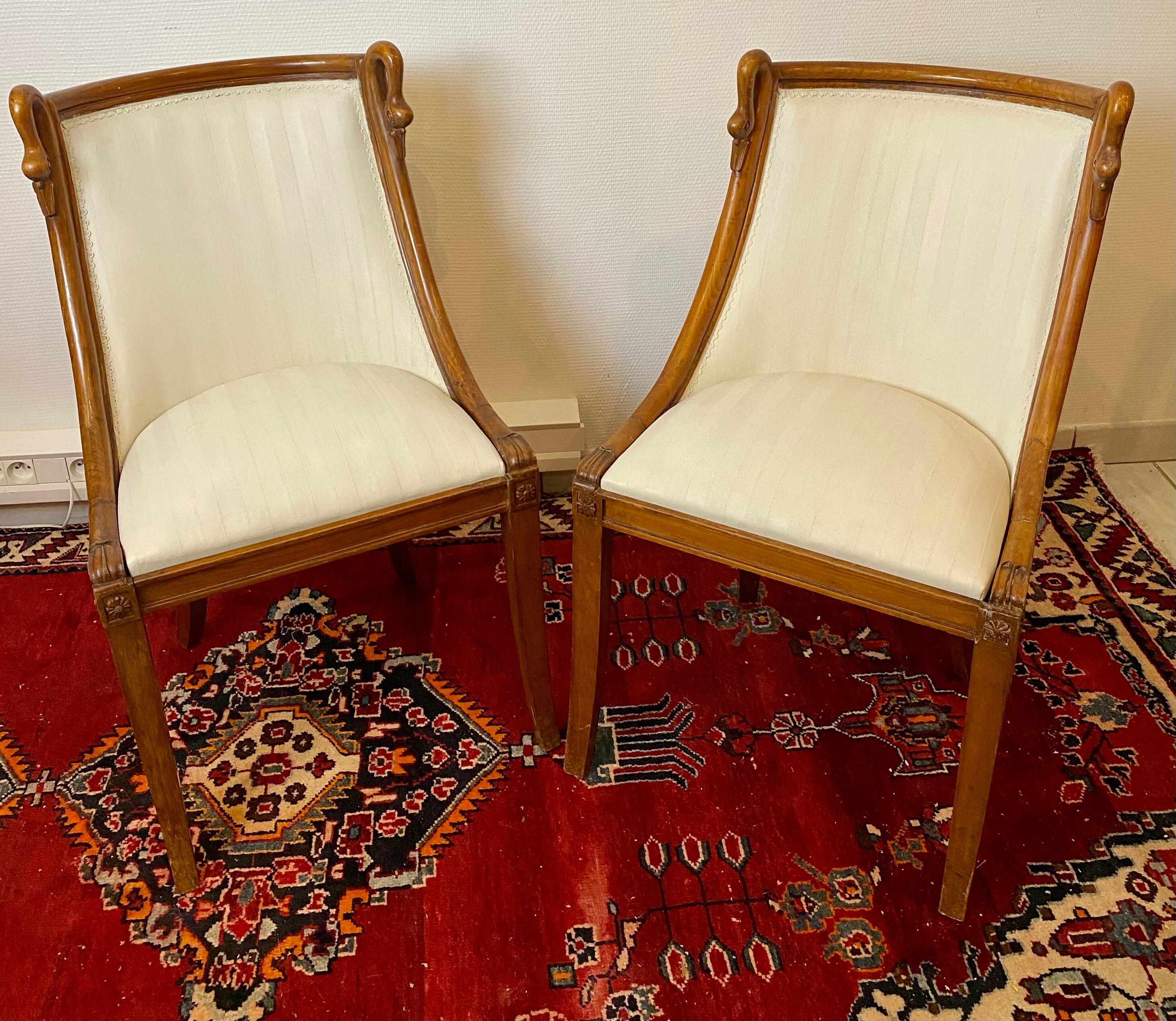 Pair of Chairs Rising Swan Collar Restoration Period
